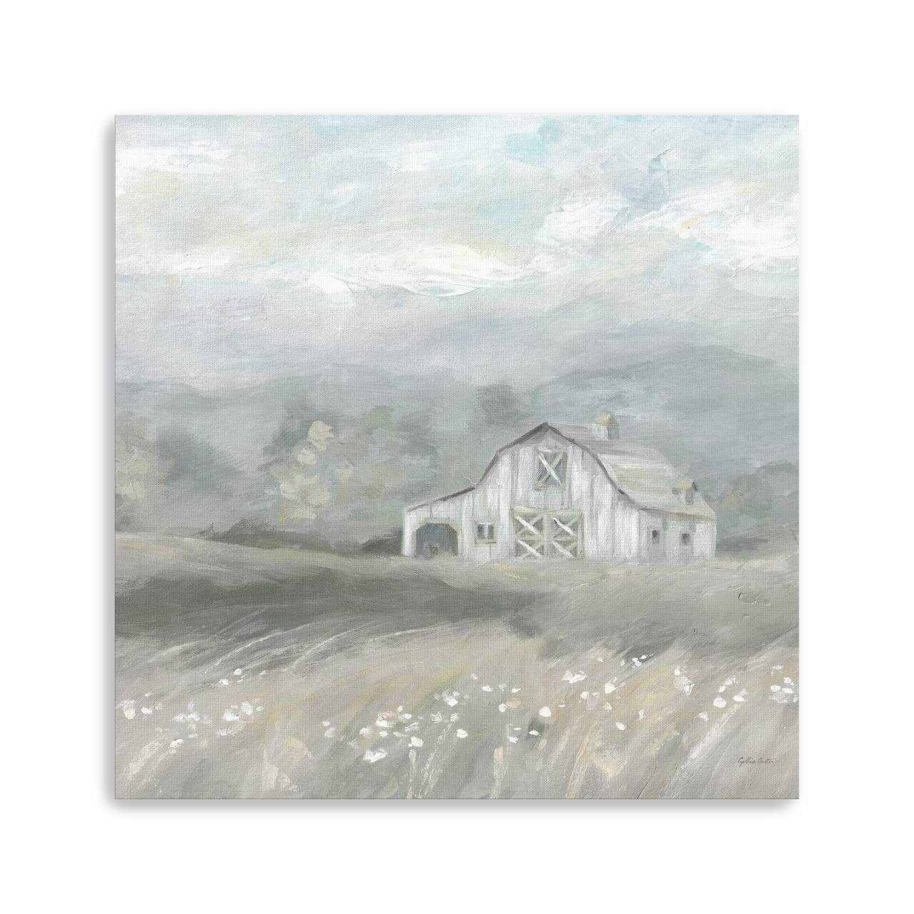 Country Meadow Farmhouse Neutral Canvas Giclee